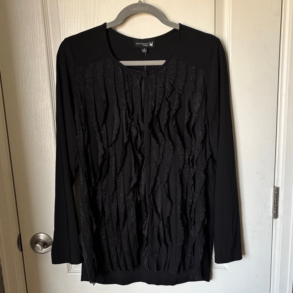 Anthony Originals Elegant Black Long Sleeve Top